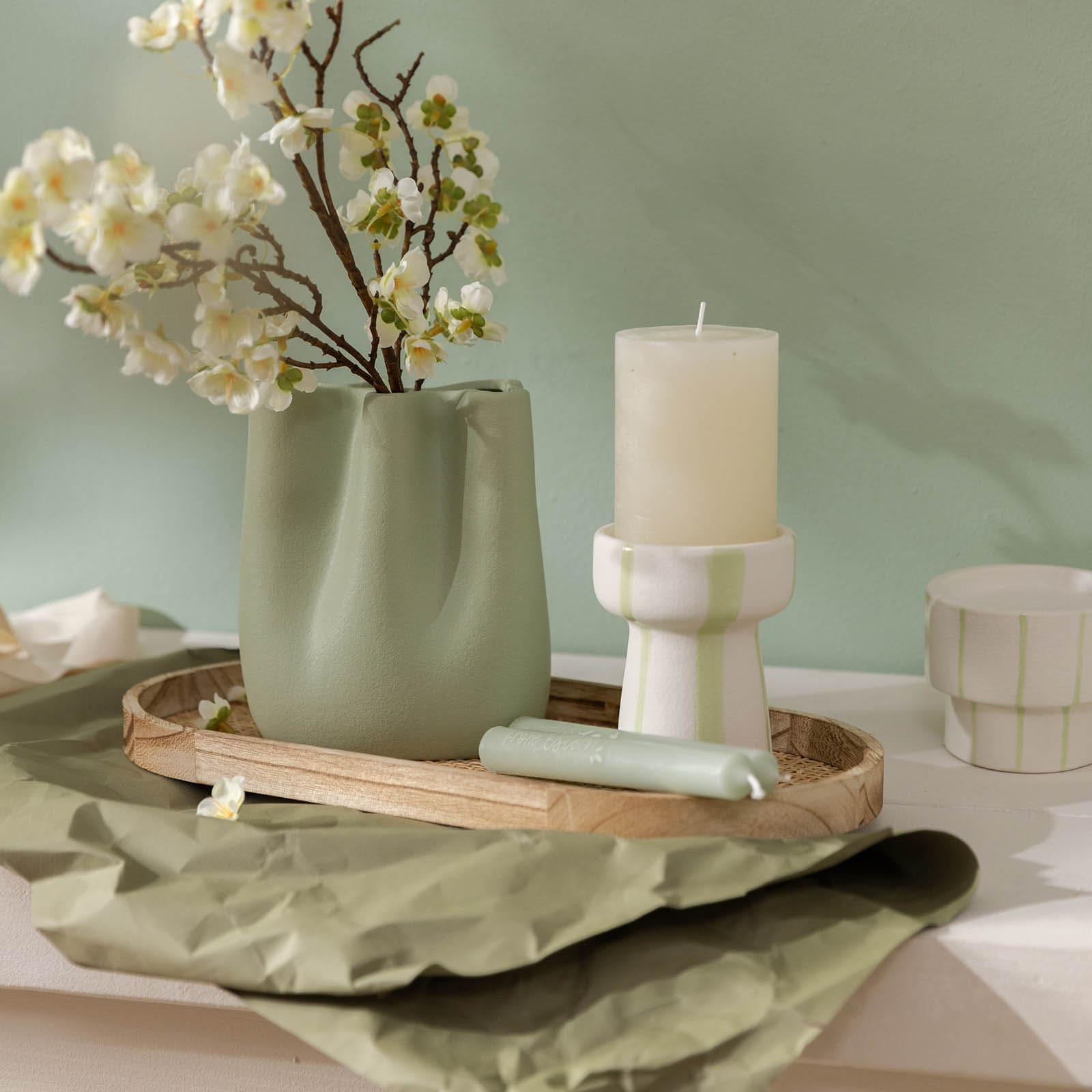Deko-Tablett Oval Creme,L 400 x B 200 x H 25 mm