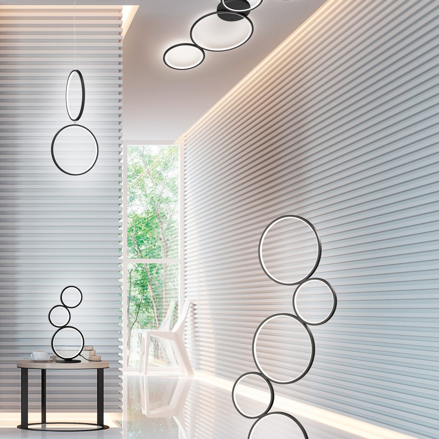 Plafoniera 4 LED Rondo nero Trio
