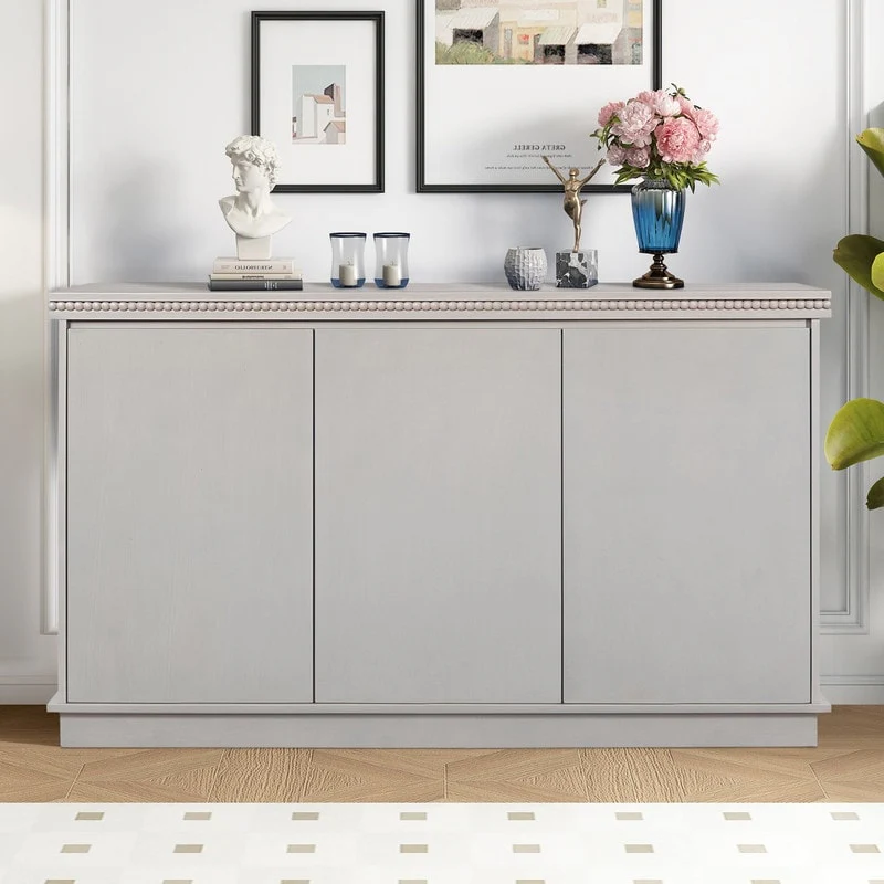 Framehouse 3-Door Wooden Cabinet with Adjustable Shelves Stylish Storage Solution for Home or Office