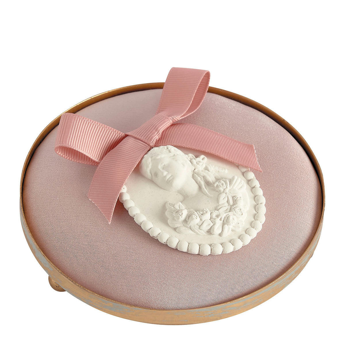 - Plateau rond tapissier rose