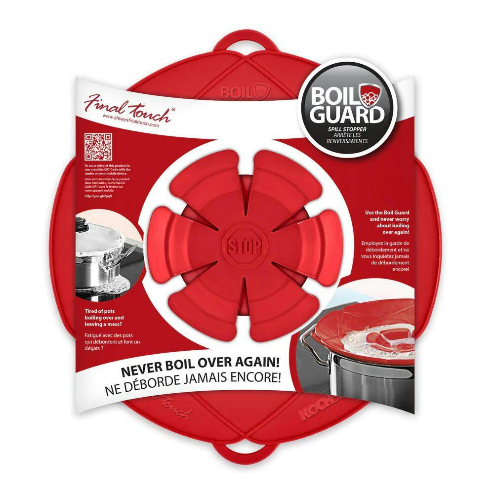 Final Touch® Boil Guard™ Silicone Spill Stopper, Medium, Cherry Red, 8-in