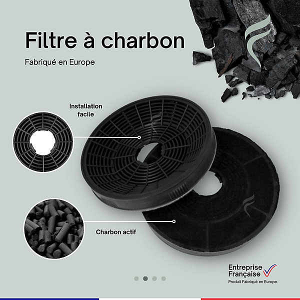 2 Filtres à Charbon pour Hotte Grundig - KF971100007, KF9189204771 - Diamètre 160mm