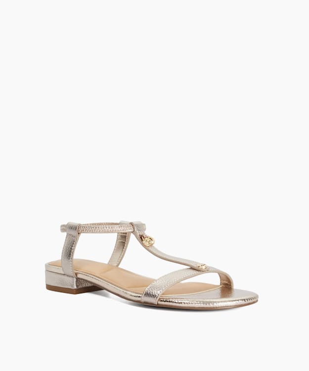 Lyra Gold - Flat T-Bar Sandals
