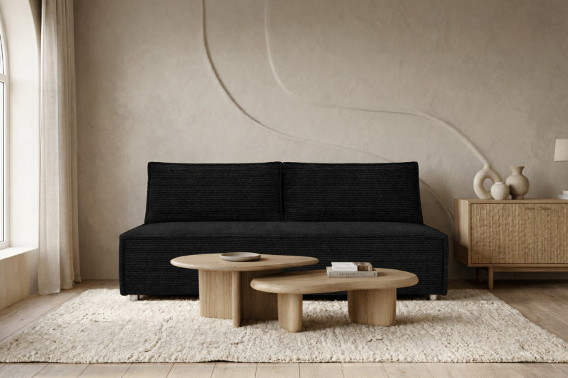 Sofa DUO z funkcją spania i przechowywania, tkanina Poso, Grafitowy