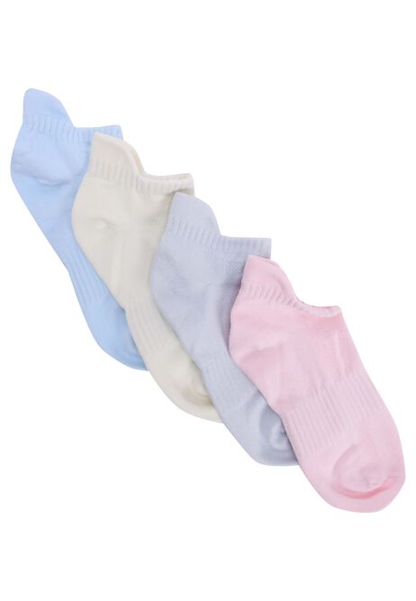 Womens 4pk Blue Microfibre Trainer Socks