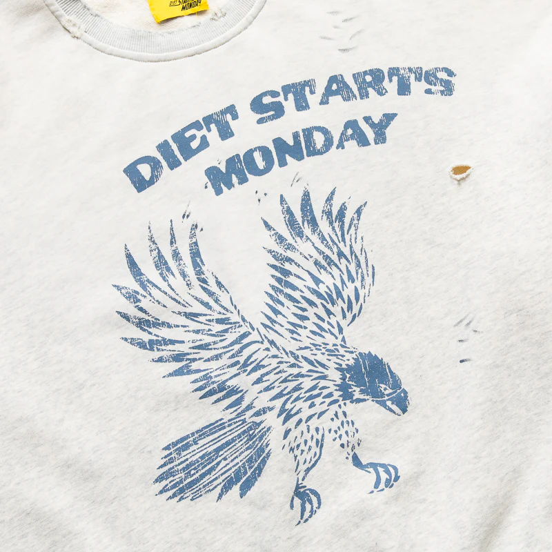 Diet Starts Monday Eagle Sweatshirt - Heather Grey/Blue