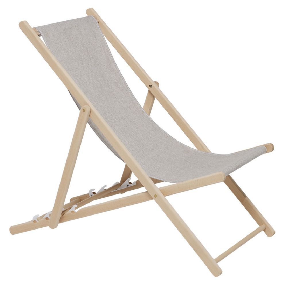 Chilienne Wood hêtre et tissu coton beige uni 96x56xH96cm