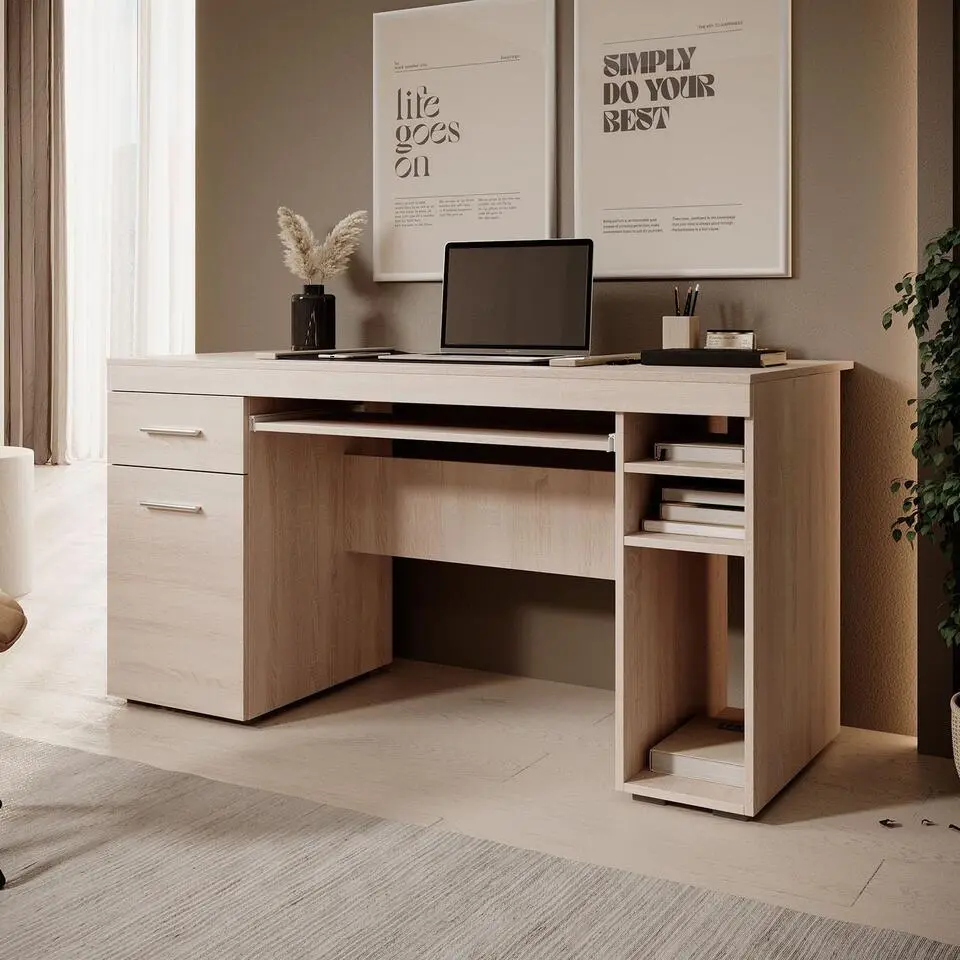 Meubella - Bureau Acta - Eiken - 145 cm