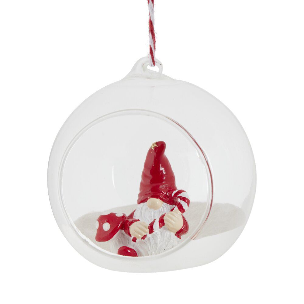 Boule de No&euml;l en verre ouverte avec décor intérieur Ø8cm- 3 modèles