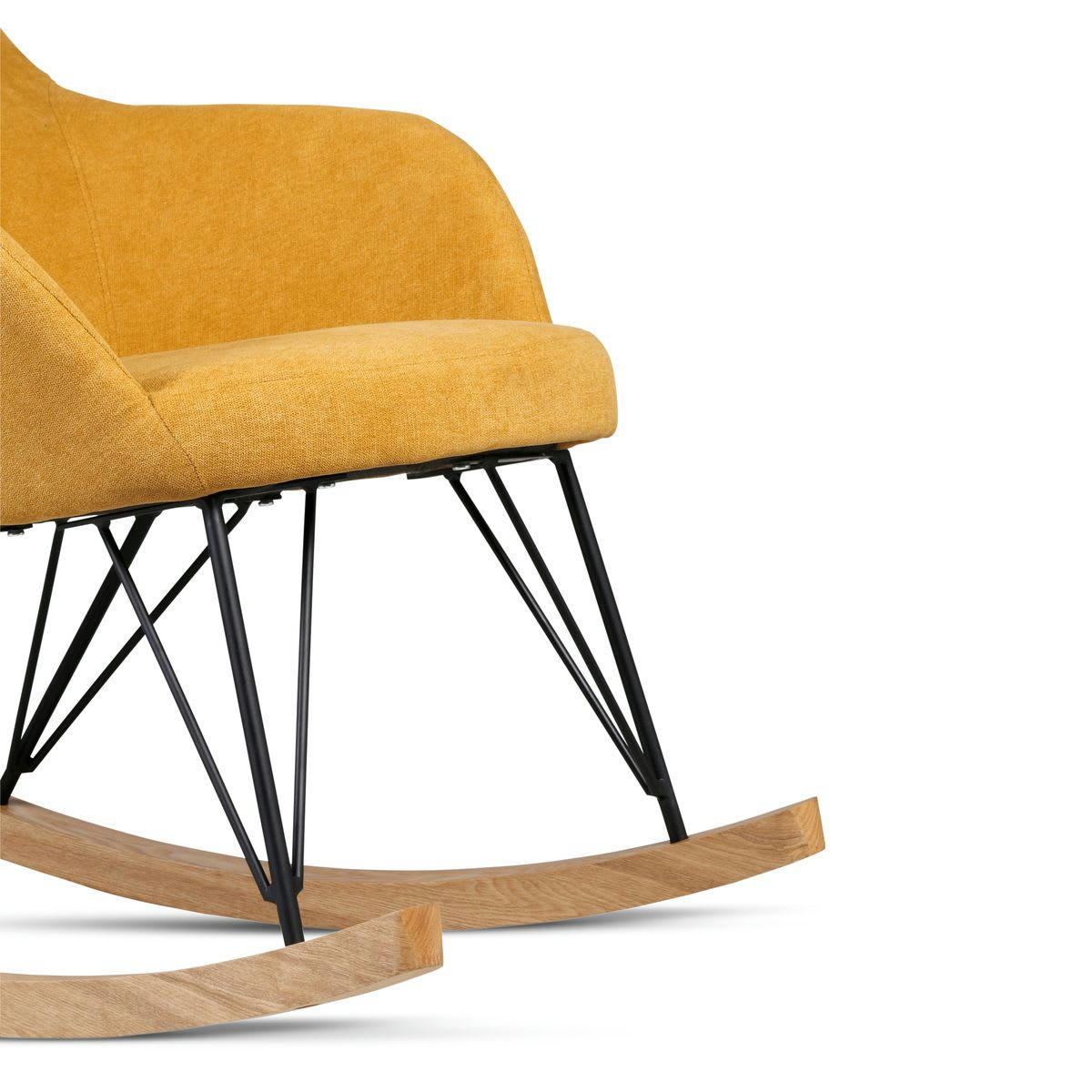 EVY - Rockingchair scandinave tissu jaune