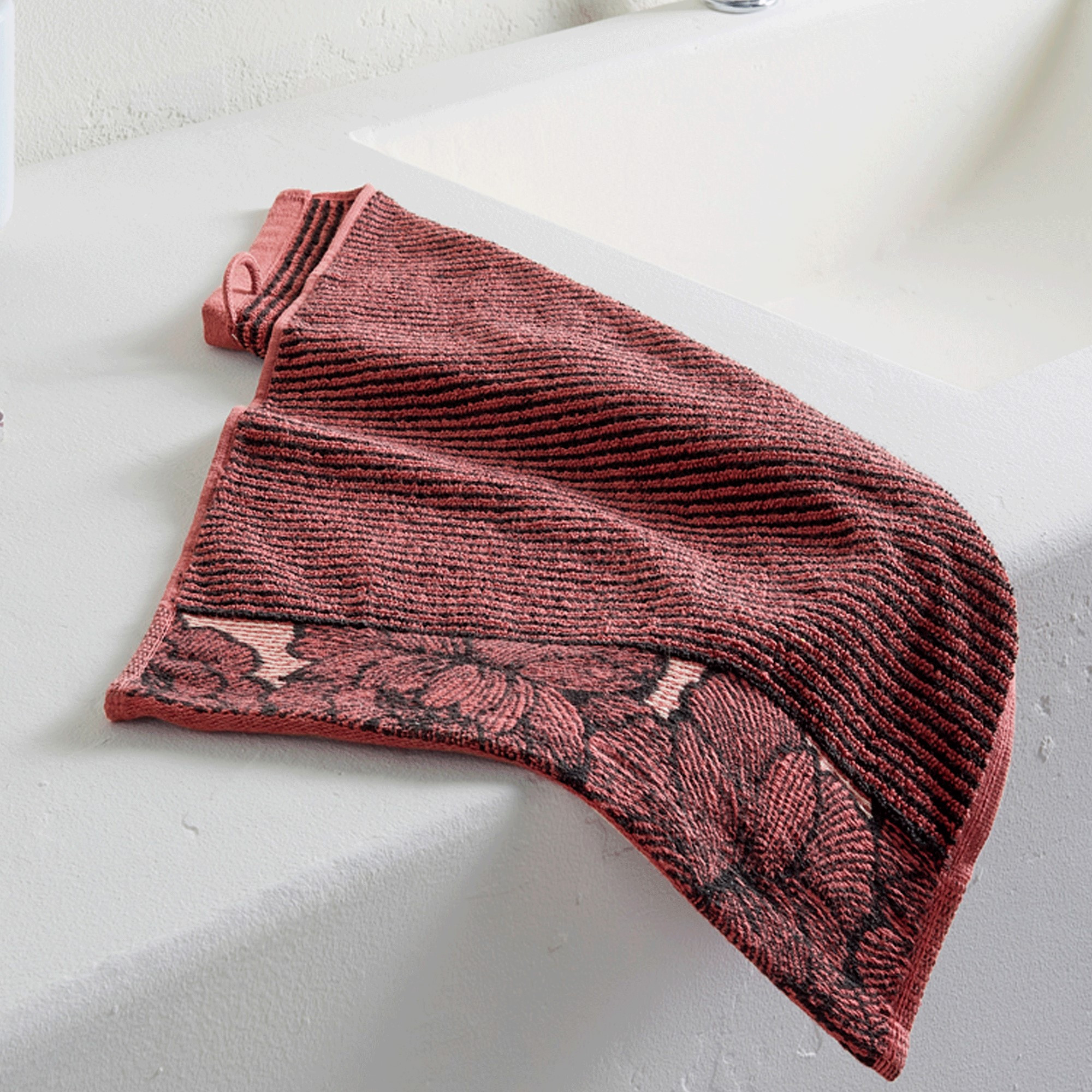 Serviette invité jacquard rayéByzance