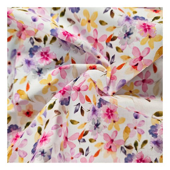 Watercolour Posies Cotton Fabric by the Metre