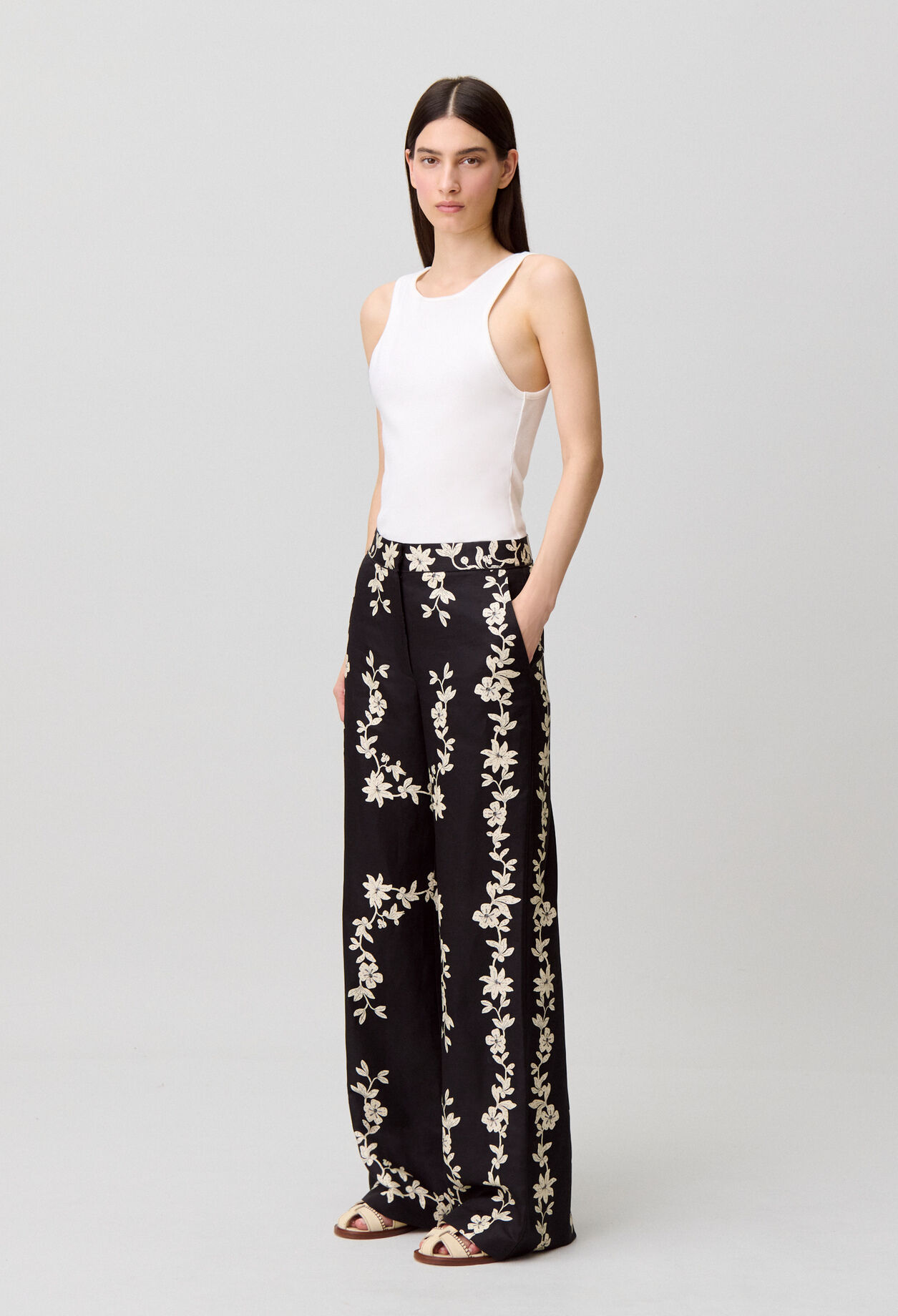 Pantalon large fleurs