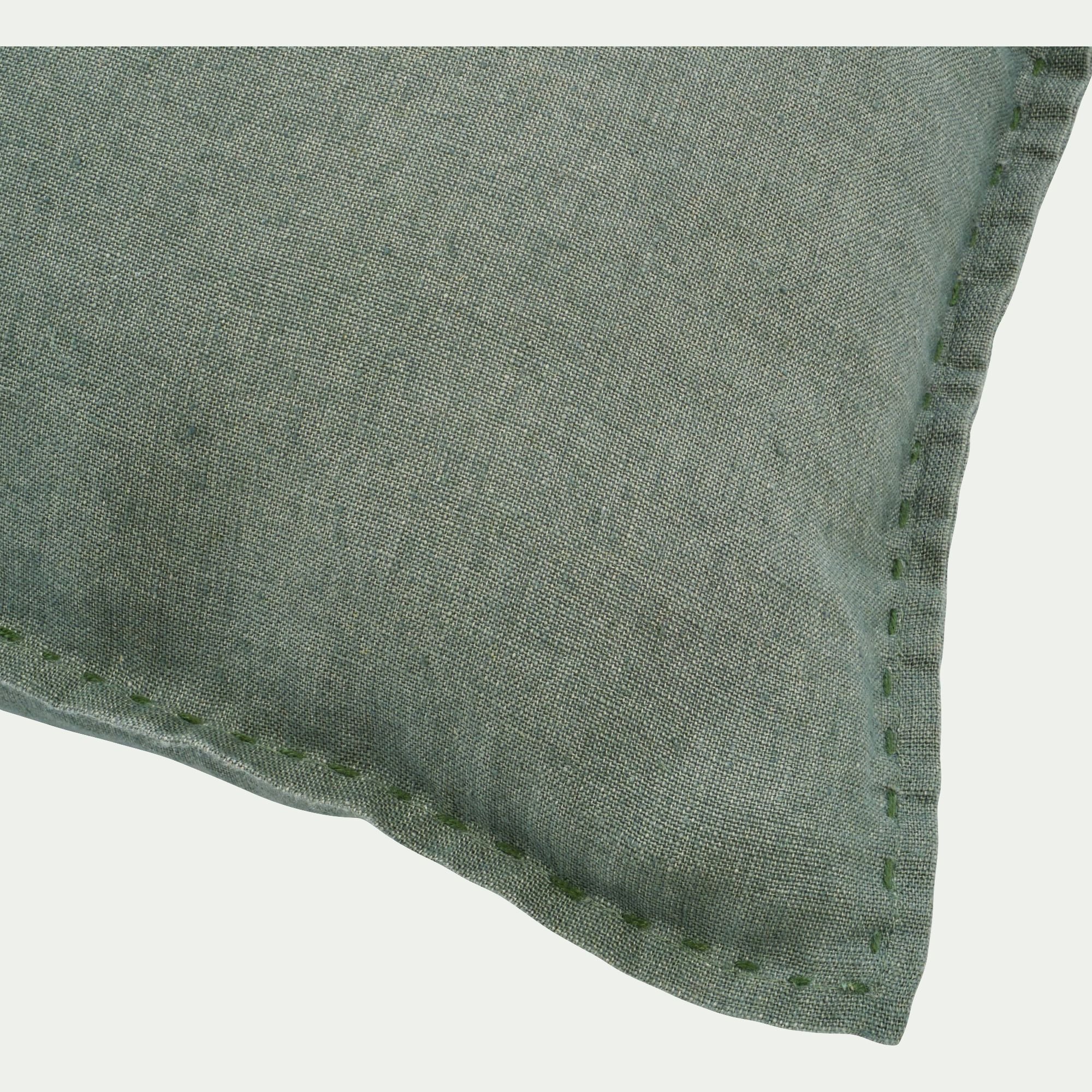 VINON - Coussin en lin lavé 30x80cm - vert cèdre