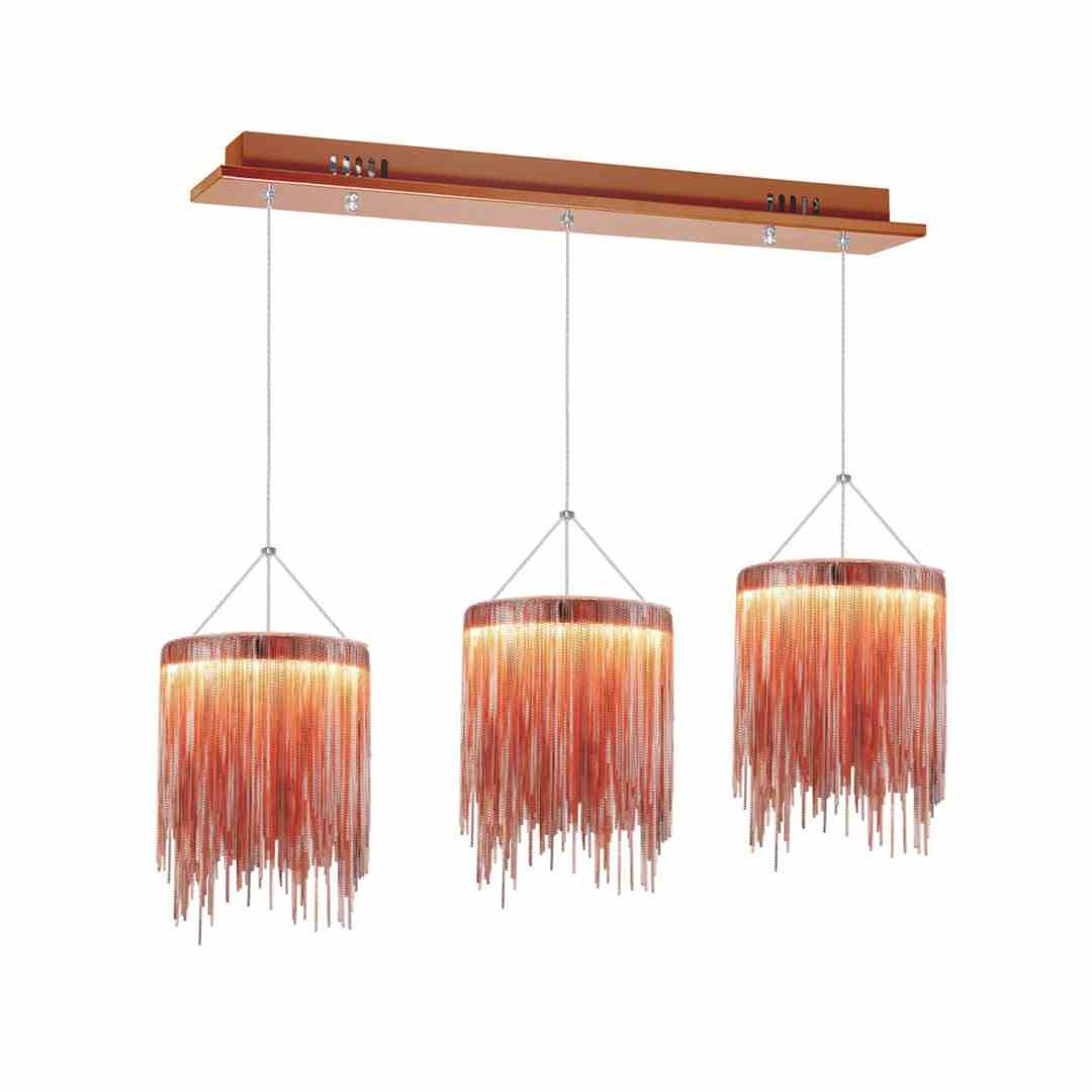 Lampa wisząca CASCATA miedziana LED 3x54W Ciepła biel 1350lm Milagro