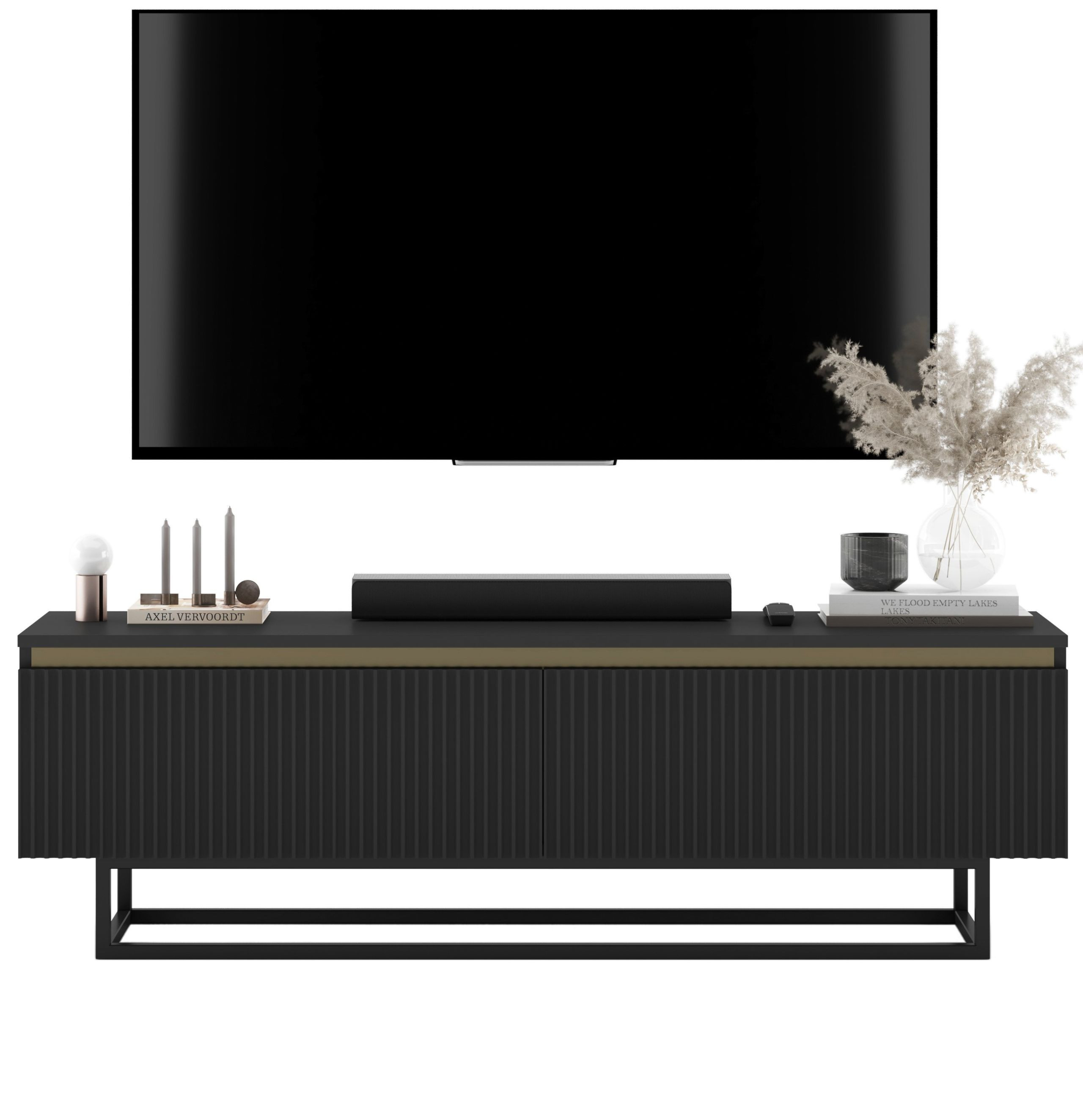 Szafka RTV Glamour Czarny mat komoda RTV czarny stelaż 140 cm