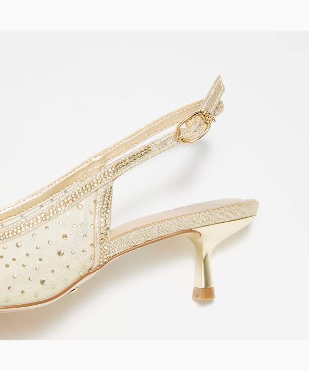 Cirelle Gold - Embellished Slingback Court Shoes