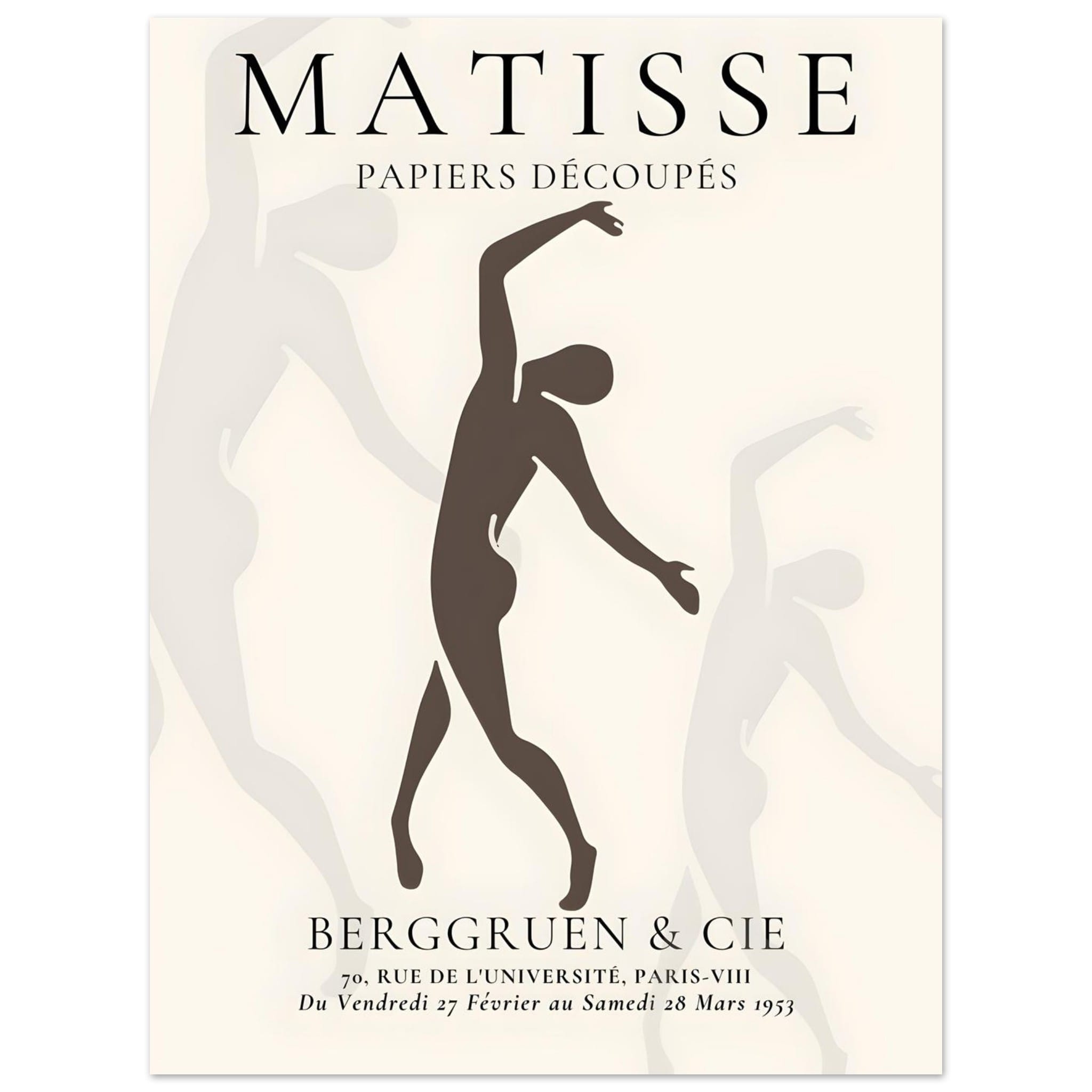 Artfulprints Poster Matisse – Dancing silhouettes  - 30x40 cm - Grijs