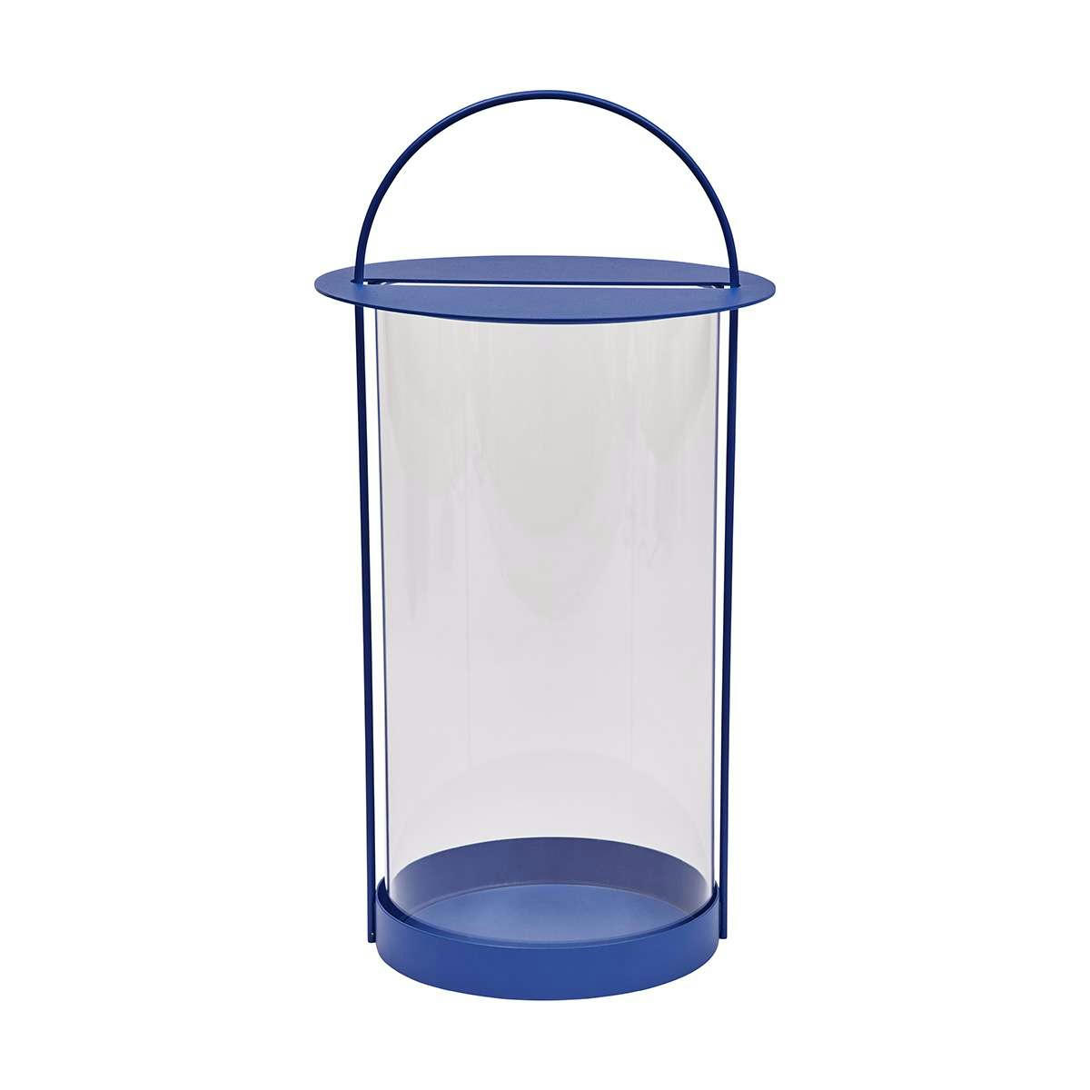 MAKI - Lanterne bleu en métal et en verre Ø25xH48cm