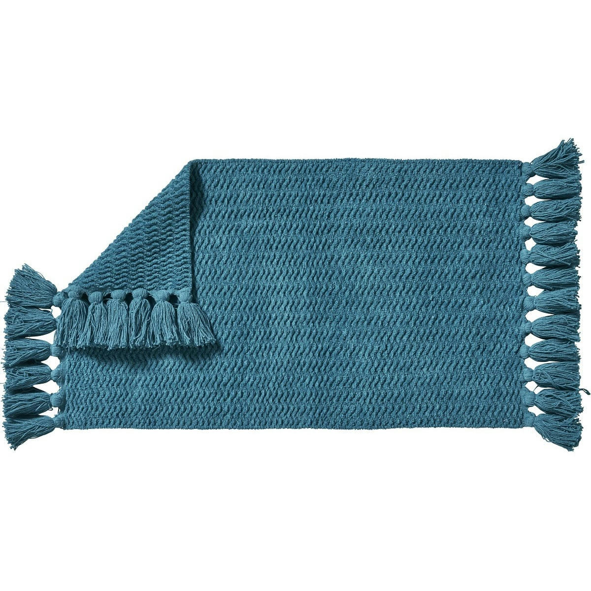 BOHEMIAN - Tapis de bain coton uni à pompons canard 50x80cm