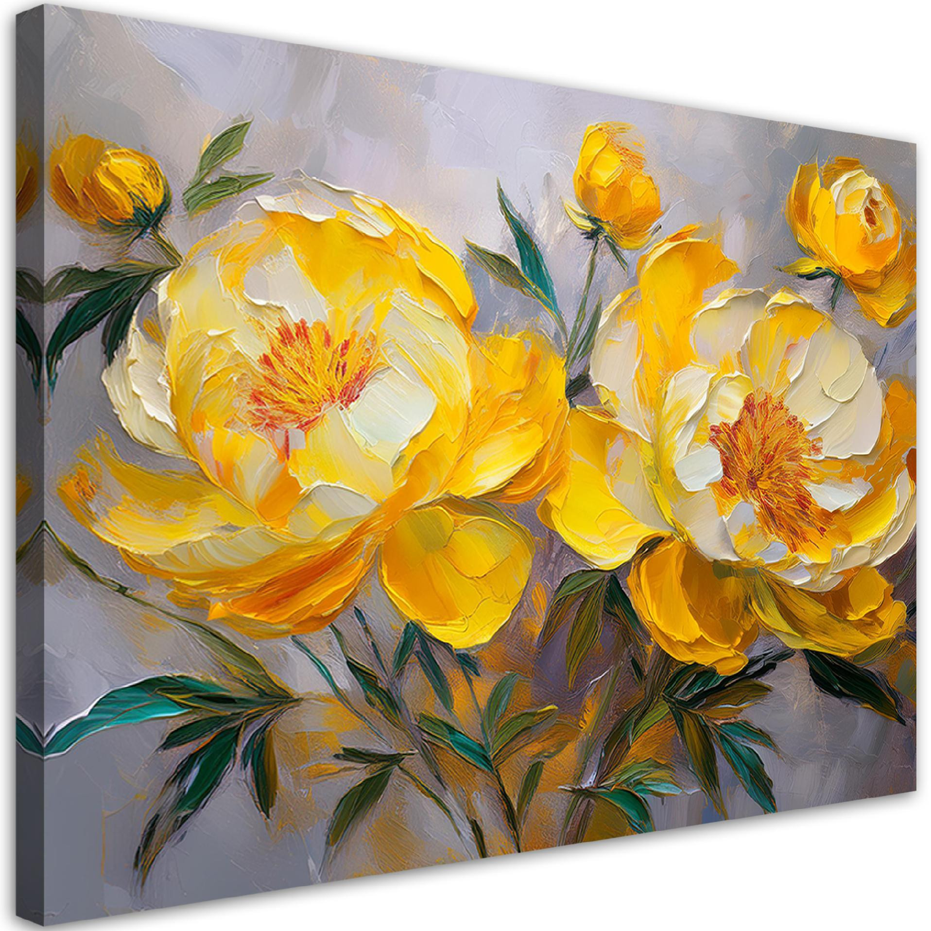 Feeby Obraz na płótnie, Żółta Piwonia Kwiat Natura 60x40