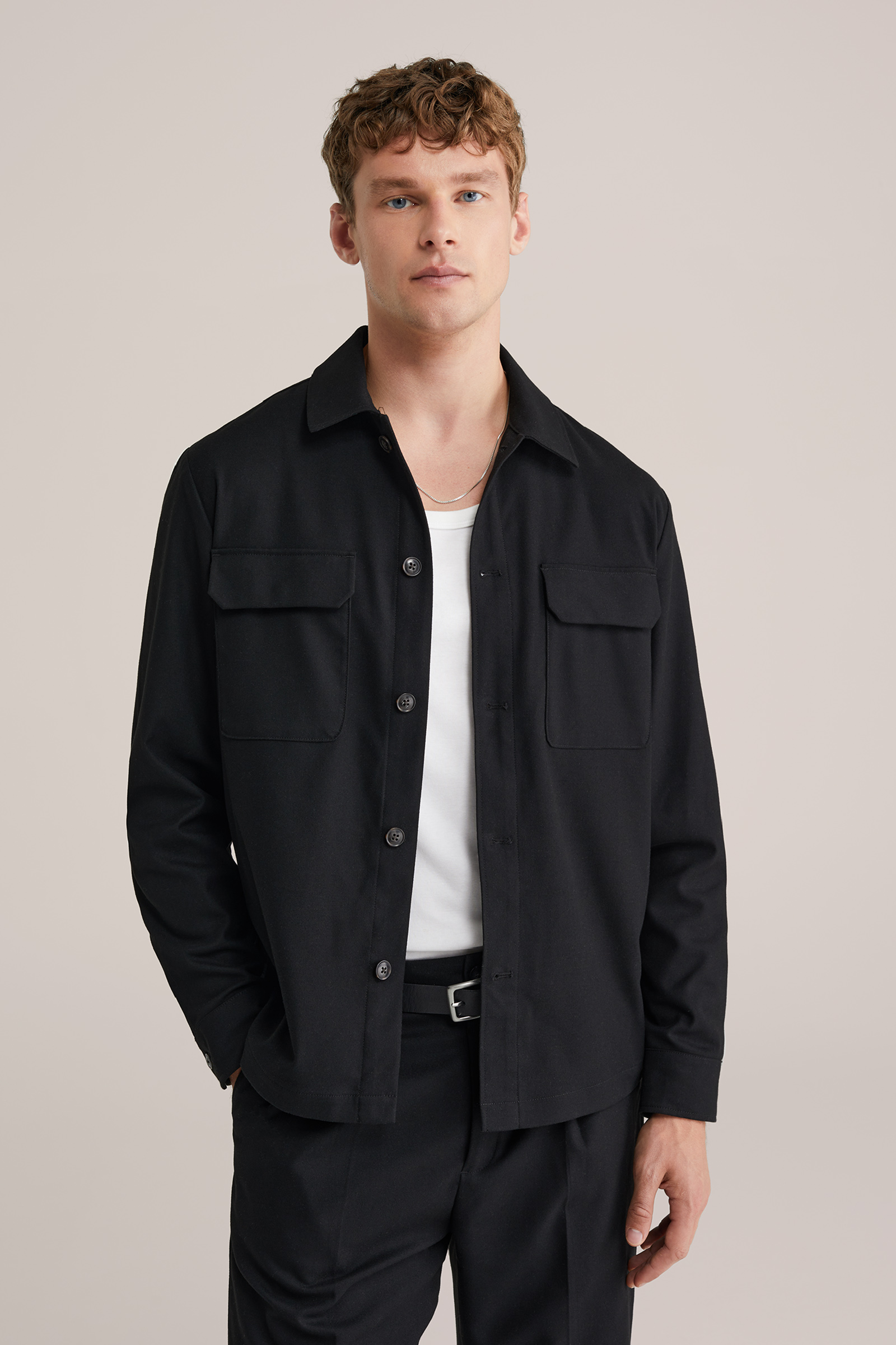 Heren Boxy fit flannel overshirt en loose fit chino