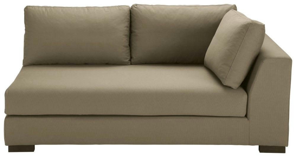 Terence - Accoudoir gauche pour canapé convertible modulable 2 places en toile taupe, matelas 10 cm