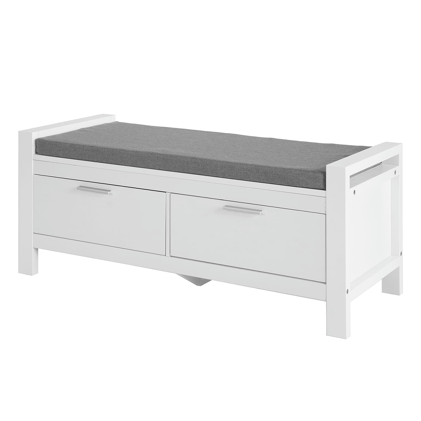 - Banc de rangement à chaussures 2 tiroirs effet bois blanc