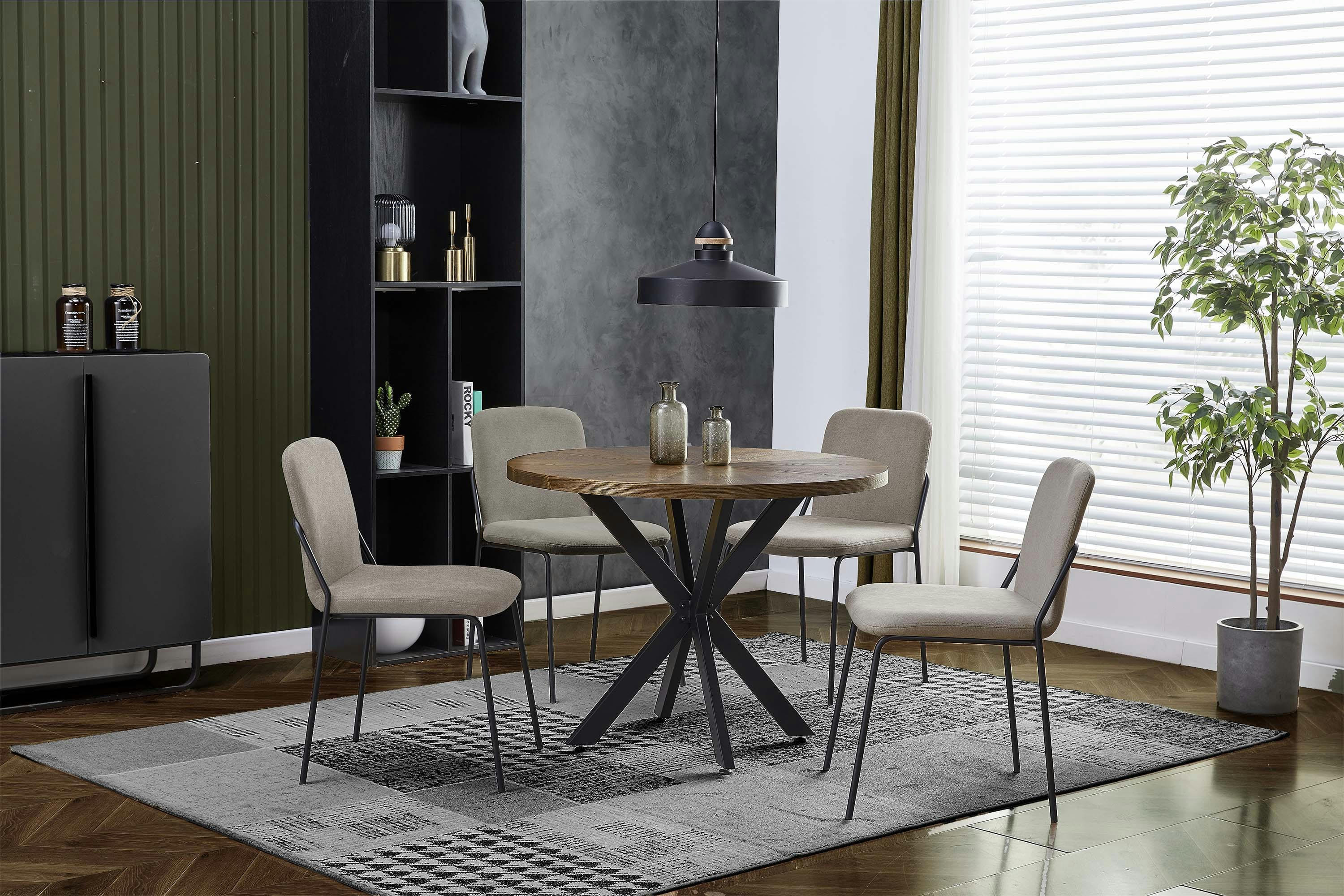 VICKIE - Chaise en tissu Coloris Lin et pieds noir (x4)