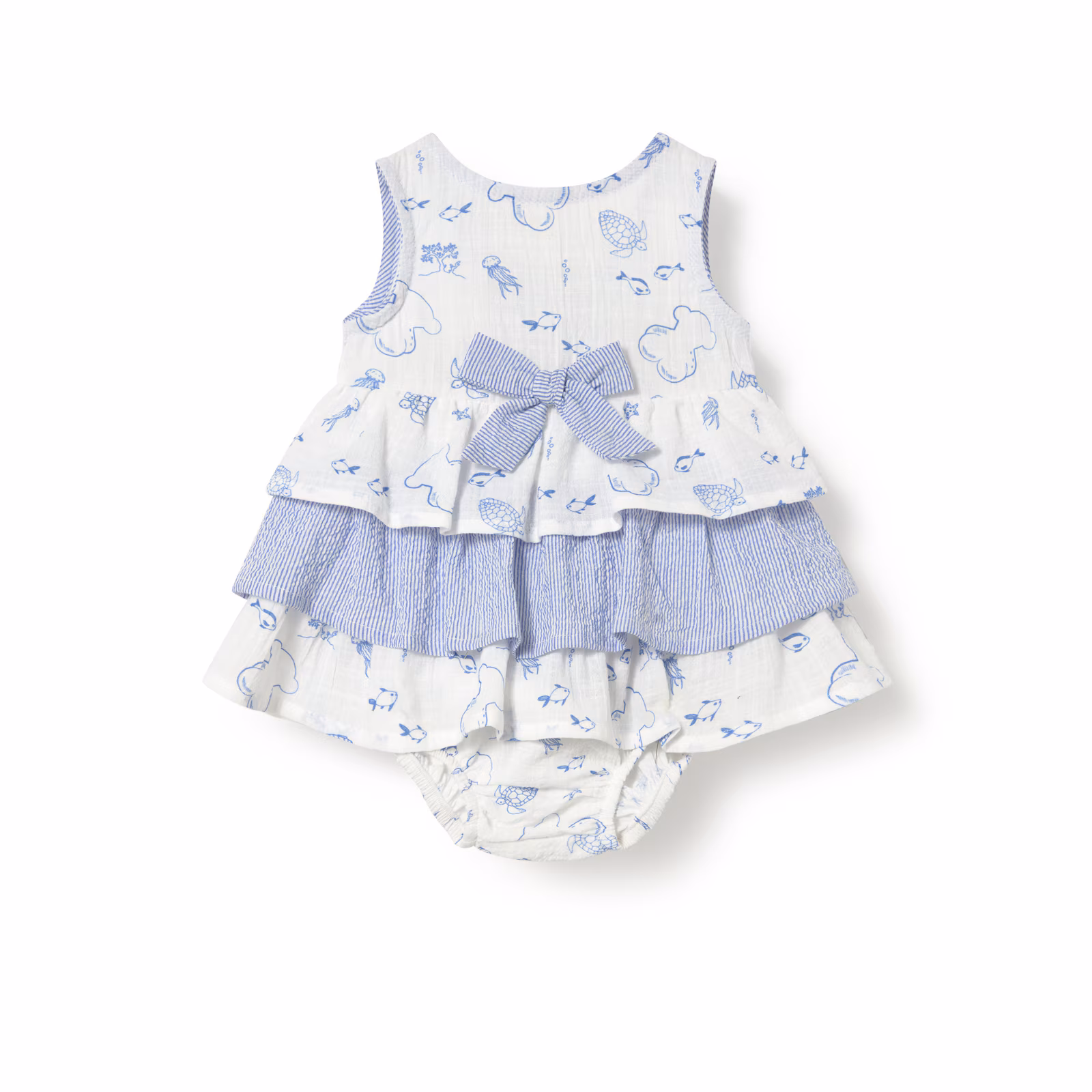 Vestido de bebé niña con volantes Nautic azul