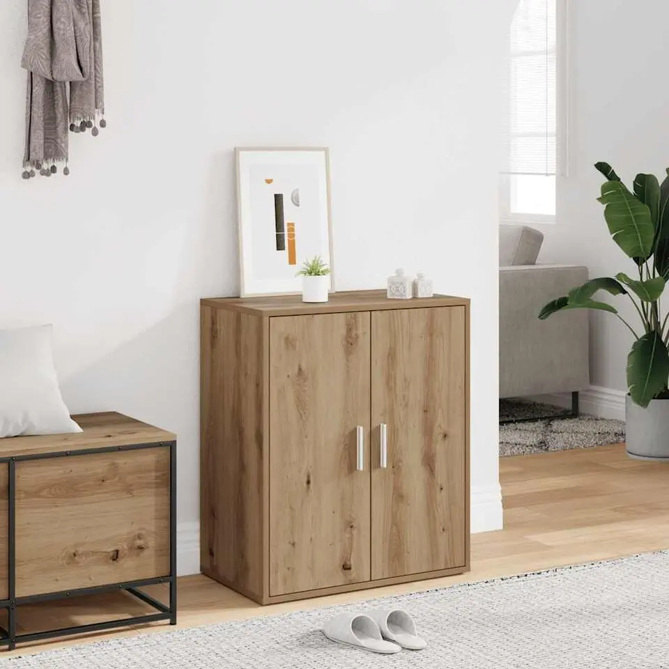 vidaXL - 5-laags Schoenenkast met 2 deuren 10 paar Artisana eiken - 60x35x70 cm