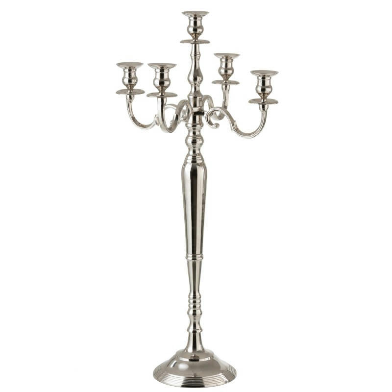CLASSIC - Chandelier 5 bras alu argent H100cm