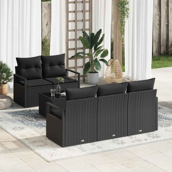 Zestaw Sof Ogrodowych Komplet Wypoczynkowy Polirattan Czarny Ze Schowkiem