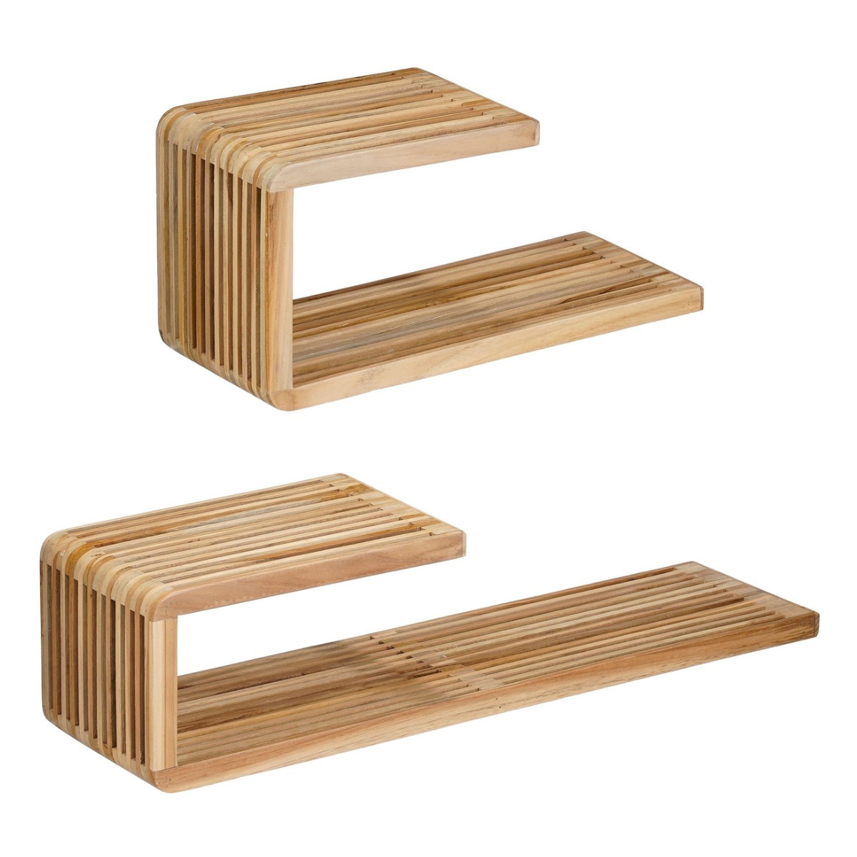 Mica Decorations Josha Wandplank Zwevend - Zwevende Boekenplank Set van 2 - 80 x 21 x 20 cm - Wandplank Hout Gerecycled - Onzichtbaar Ophangsysteem -