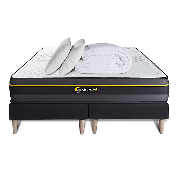 Pack sommier tapissier matelasMémoire de forme avec couette et oreillers