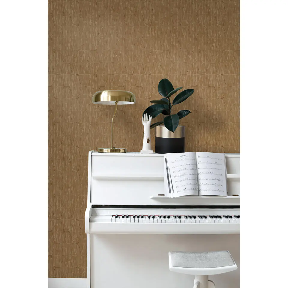 ESTAhome behang grafische lijnen okergeel - 50 x 900 cm