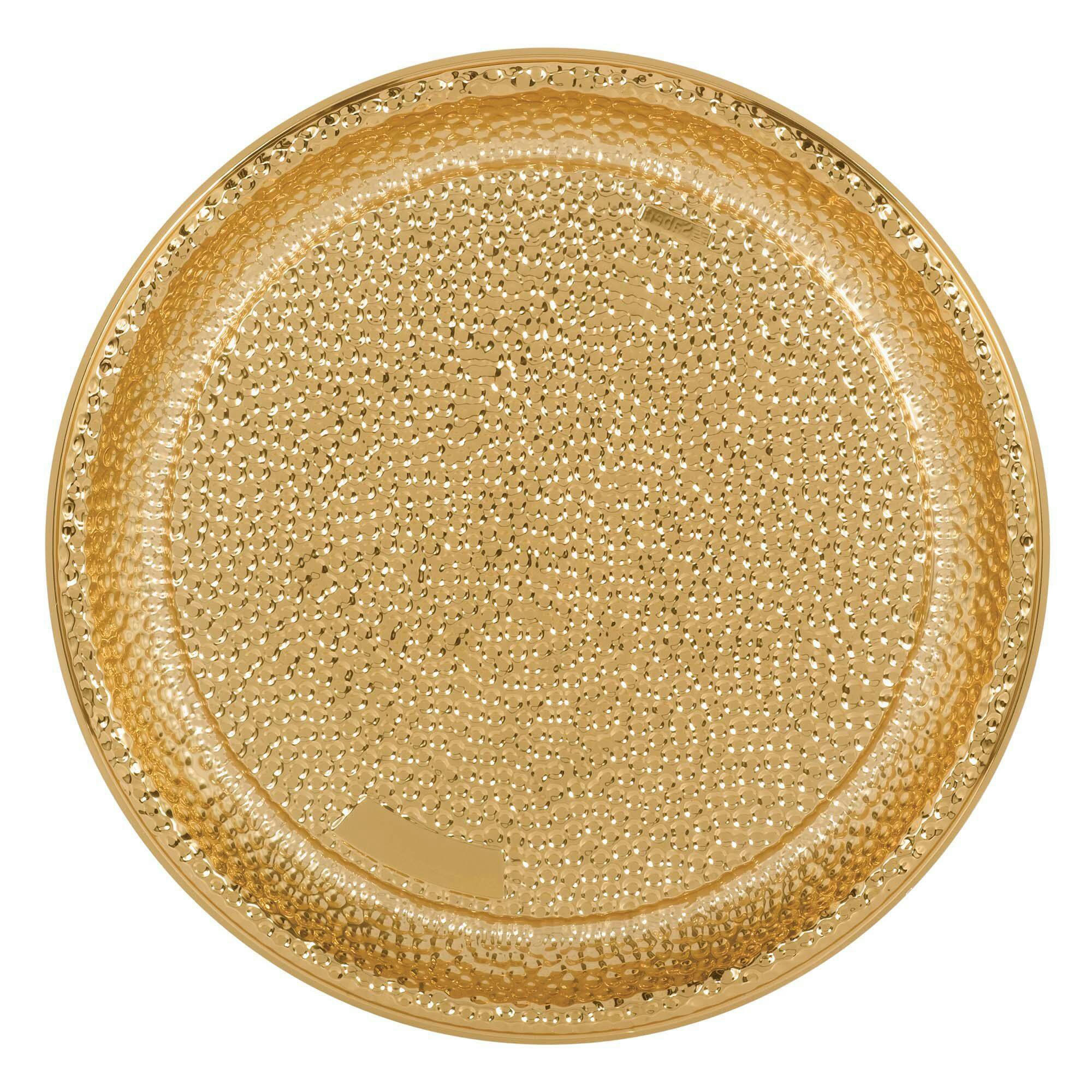 Round Hammered Plastic Reusable Serving Tray, Gold, 16-in, for Christmas/Thanksgiving/New Year's Eve/Easter/Birthday Party
