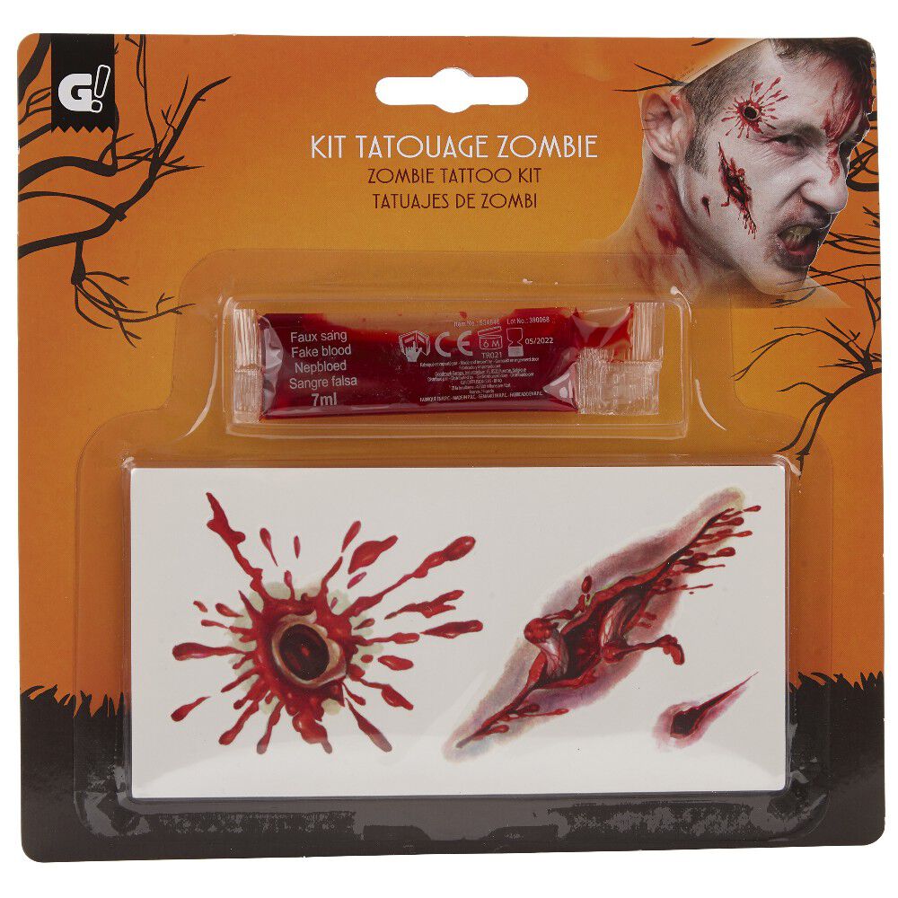 Kit tatouage zombie Halloween (4 modèles)