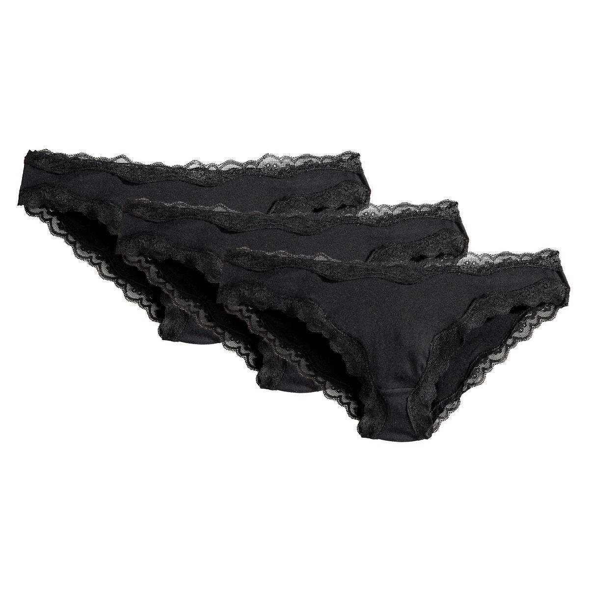 Lot de 3 Slips en coton et dentelle