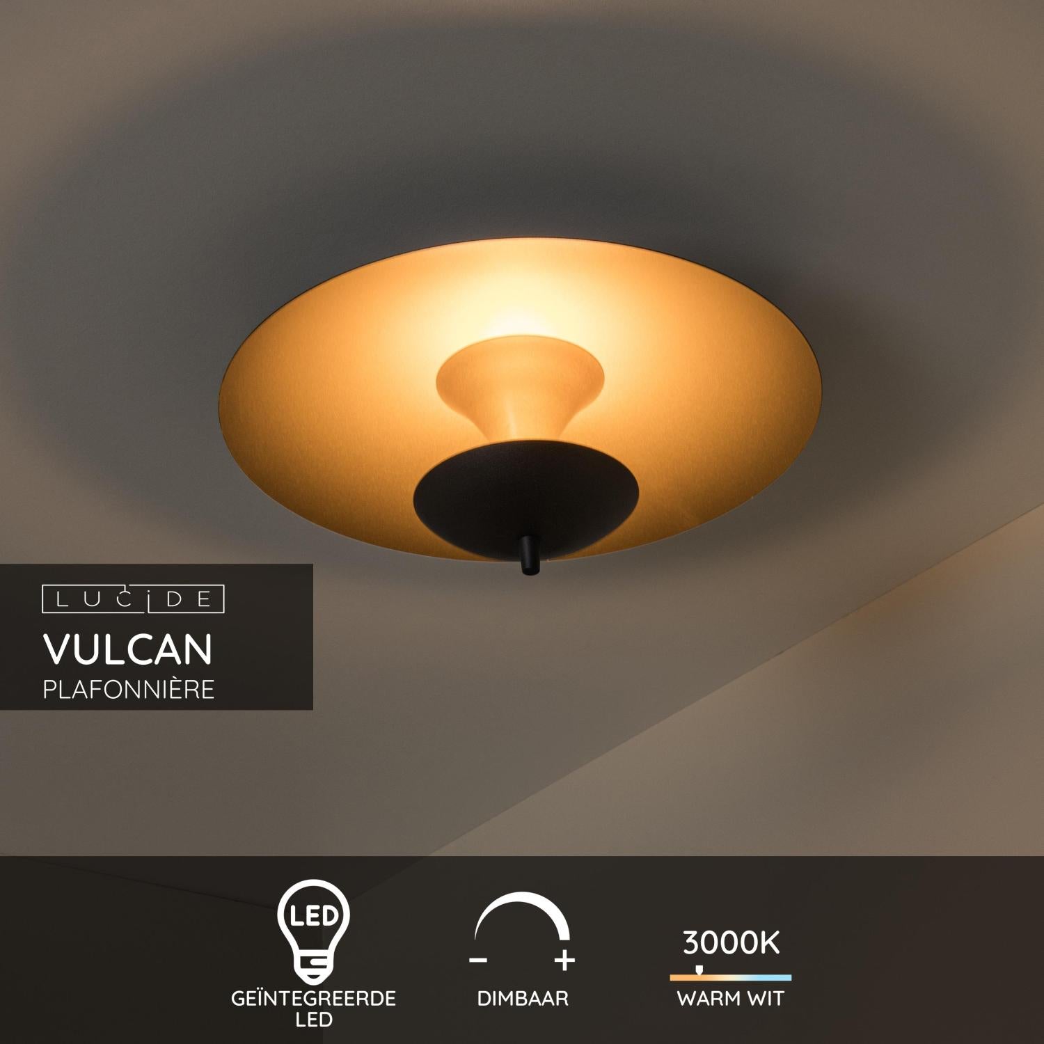 Lucide VULCAN Plafonnière - Zwart