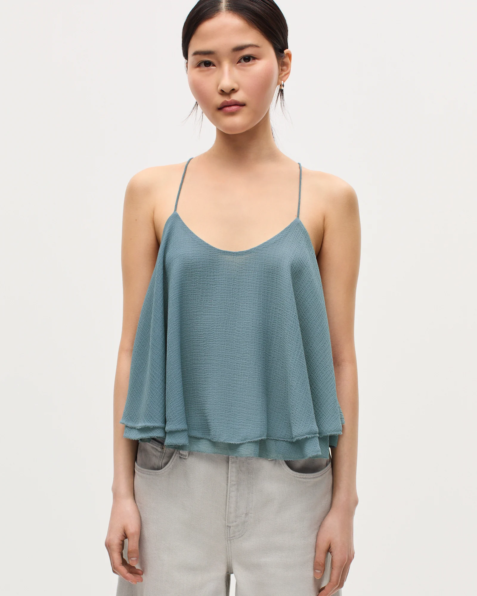 Top en mousseline à bretelles croisées