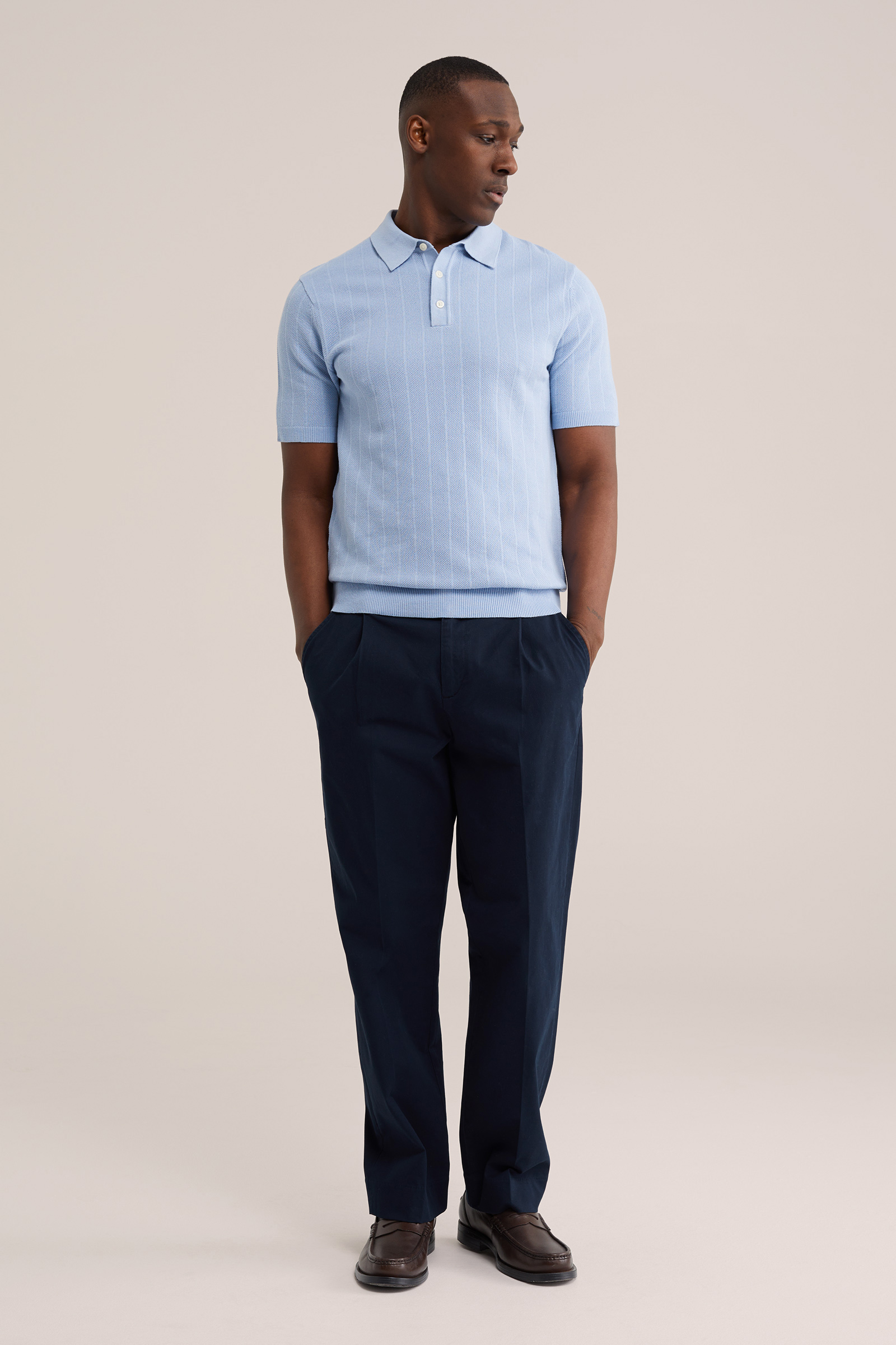 Heren regular fit polo met structuur