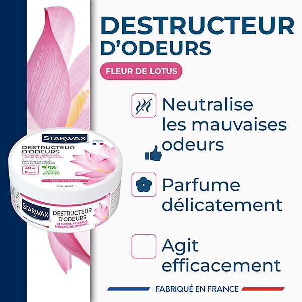 Destructeur d'odeurs fleurs de lotus 300g Starwax