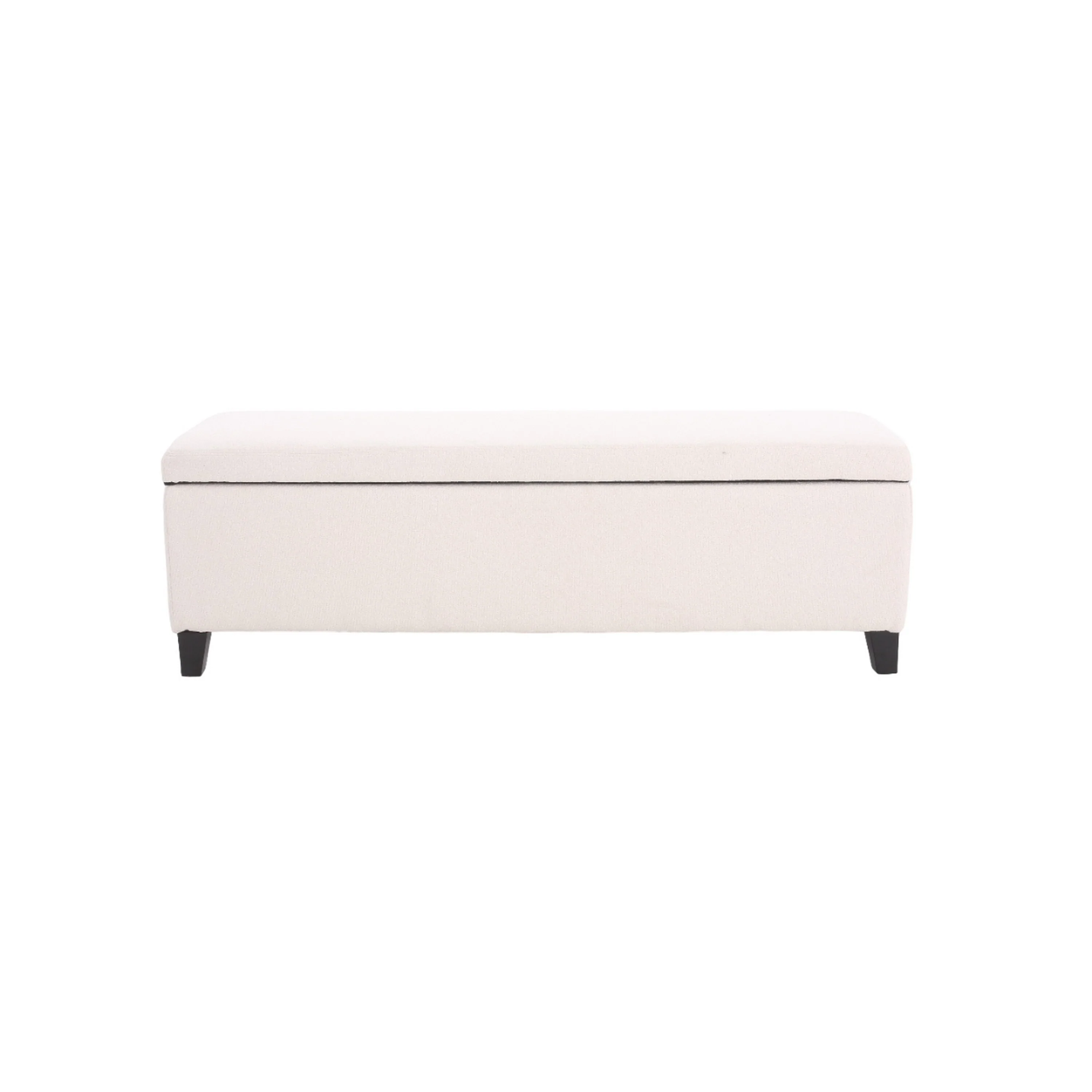 Elias Ottoman Bench with Storage, 51 Inch Rectangular, White Fabric