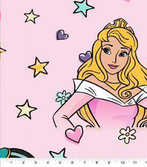 Disney Princesses on Pink Fleece Fabric