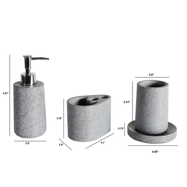 Concrete terrazzo,4-piece Bath Accessory Set - N/A