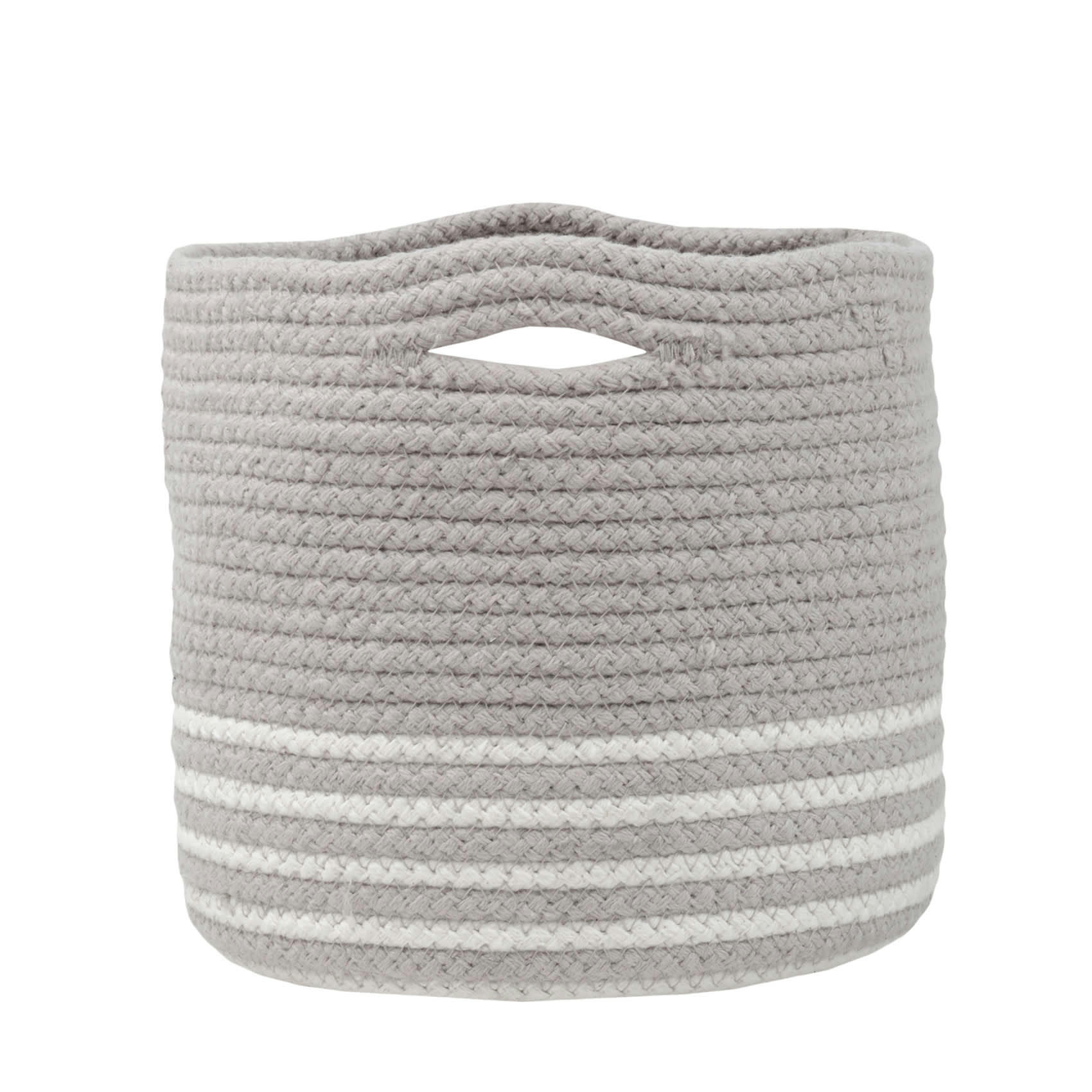 BANAO - Set de 3 paniers ronds à anses coton gris