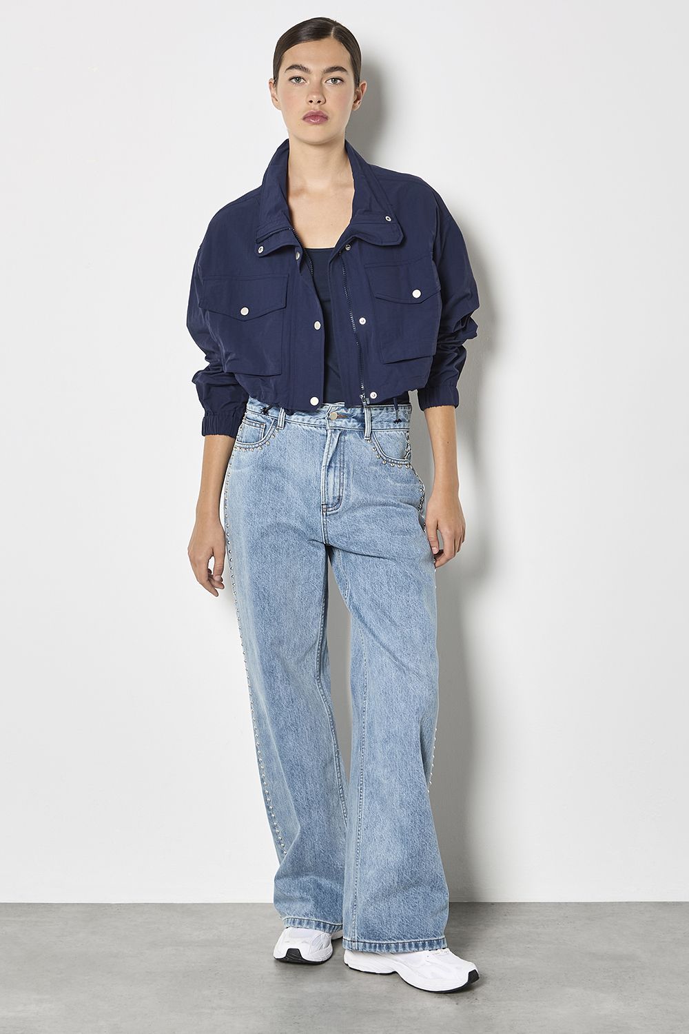 Apricot Funnel Neck Cropped Jacket
