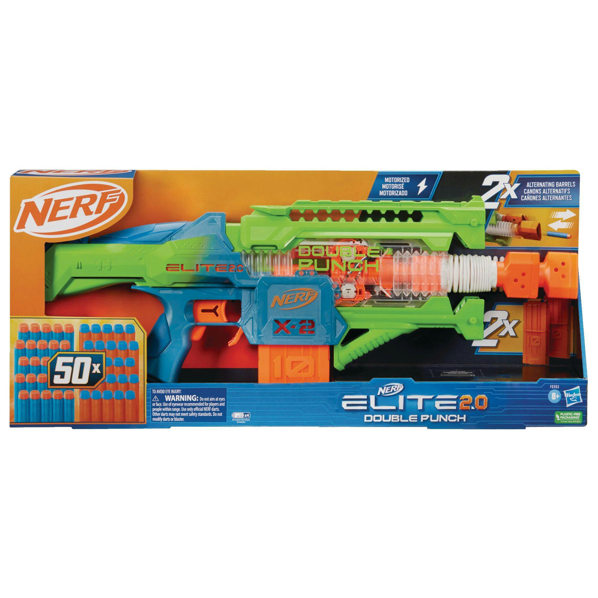 NERF Elite 2.0 Double Punch Dart Blaster, Ages 8+