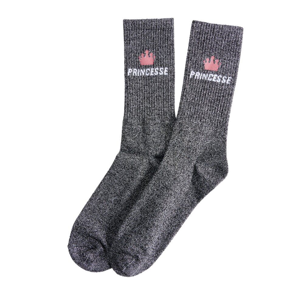 Chaussettes femme tige haute Princesse pailletté gris T36/40